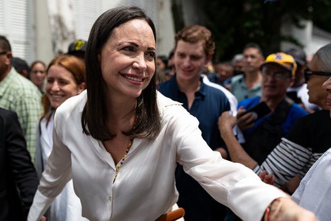 María Corina Machado invitó a los colombianos a votar con “plena consciencia” y destacó la importancia de preservar la democracia y la libertad. Crédito: Colprensa.